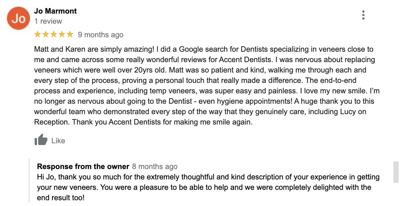 veneers jo google review